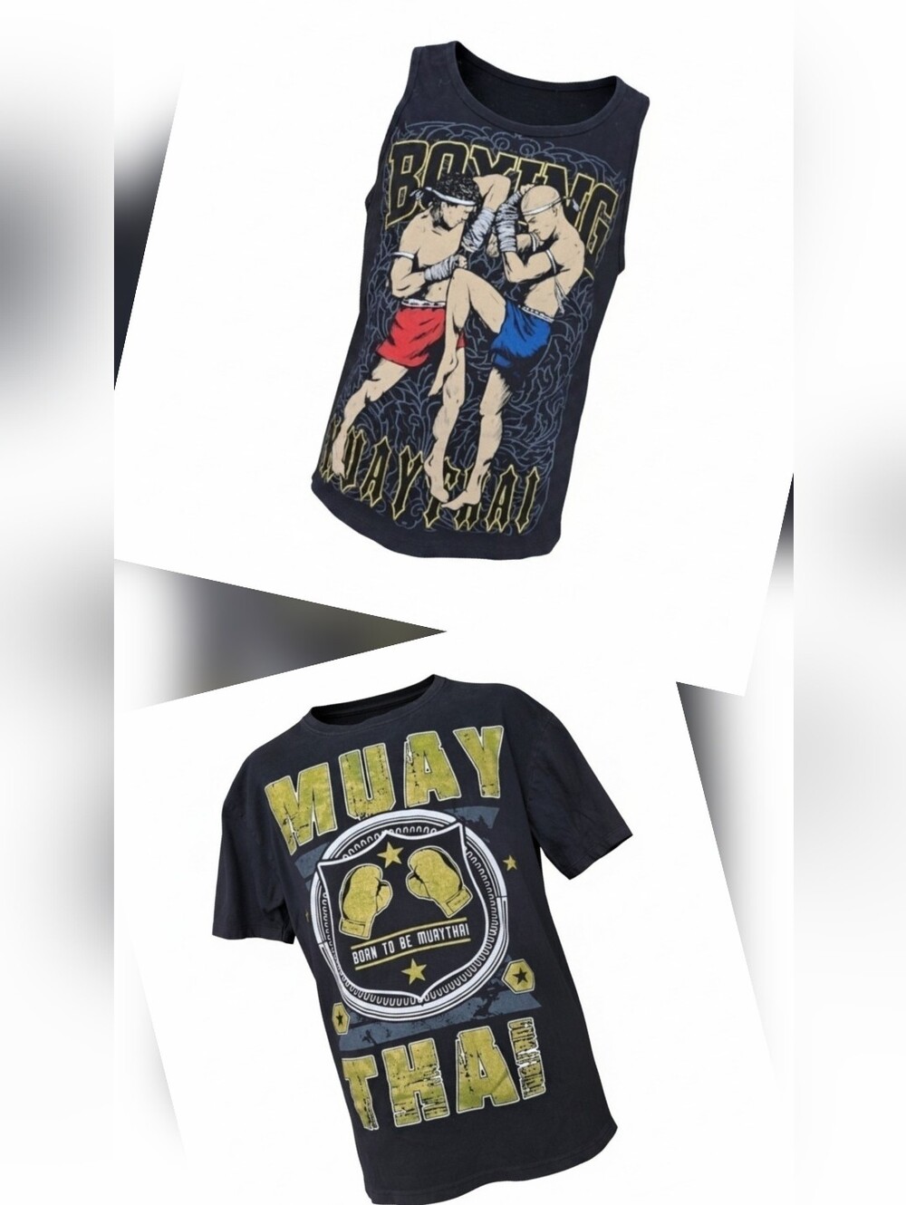 Muay Thai tank top and T-Shirt Boxing kickboxer men's size XL Born to be